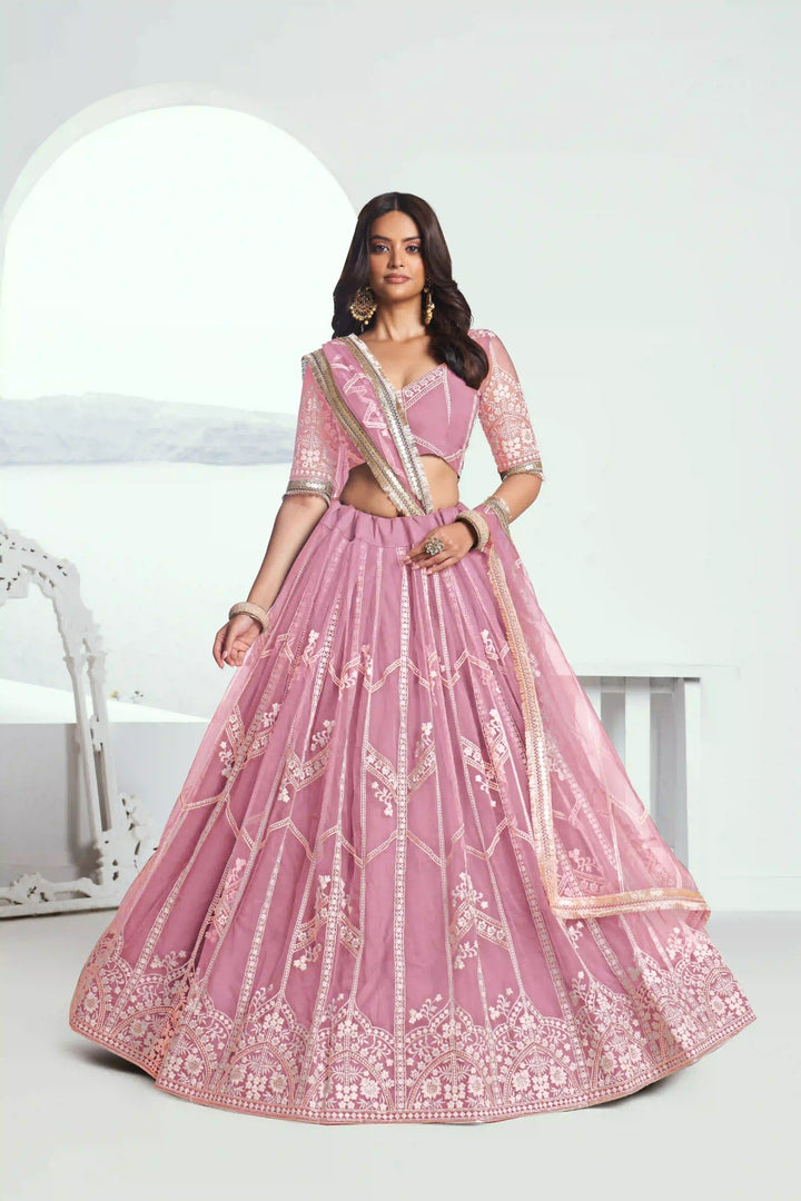 Ethereal Butterfly Net Lehenga with Thread Embroidery Work