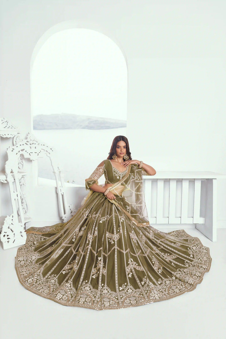 Ethereal Butterfly Net Lehenga with Thread Embroidery Work