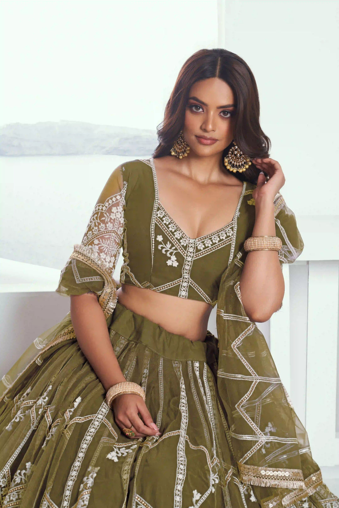 Ethereal Butterfly Net Lehenga with Thread Embroidery Work