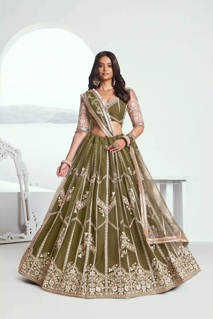 Ethereal Butterfly Net Lehenga with Thread Embroidery Work
