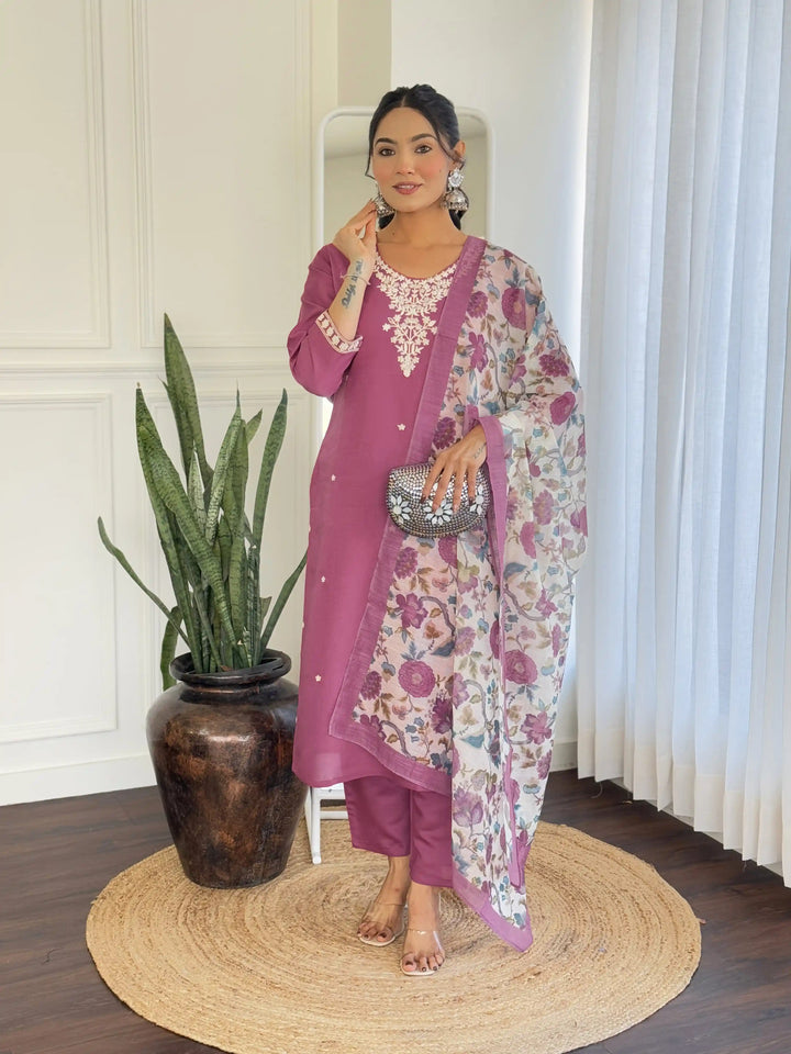 Blush Pink Chanderi Silk Salwar Kameez with Embroidery