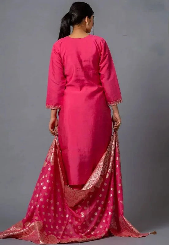 Chic & Traditional Rani Pink Chanderi Salwar Suit Set