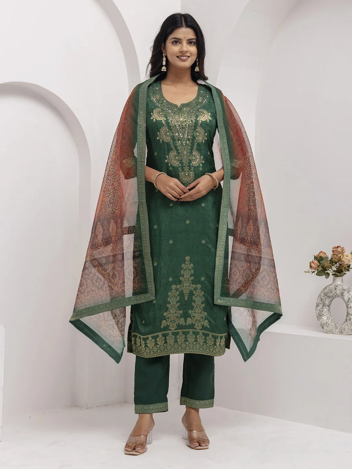 Graceful Green Viscose Silk Salwar Kameez with Designer Work