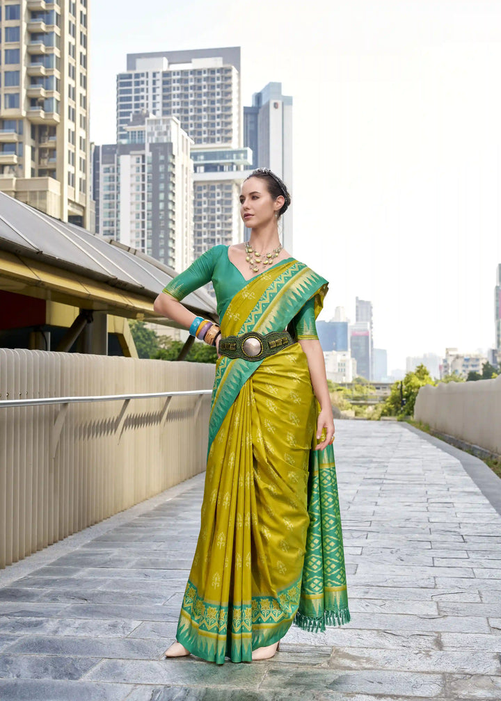 Classic Soft Silk Saree with Ethnic Printed & Jari Detailing