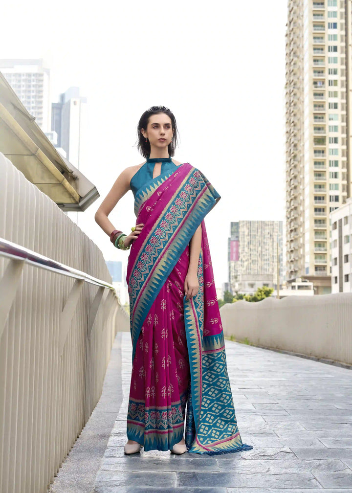 Classic Soft Silk Saree with Ethnic Printed & Jari Detailing