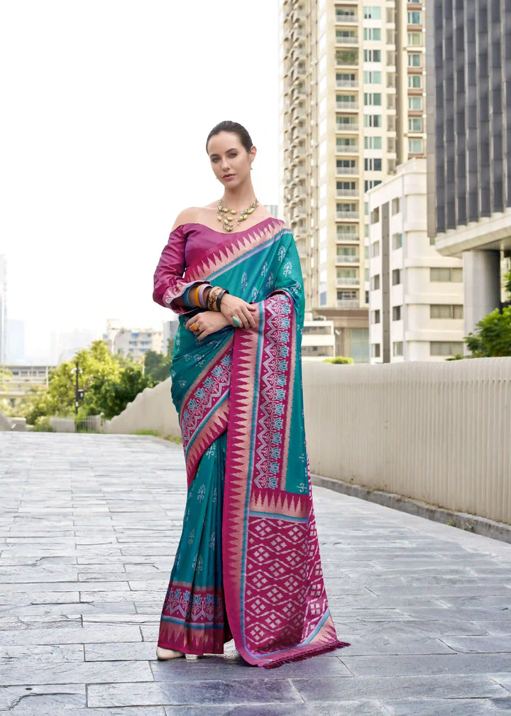 Classic Soft Silk Saree with Ethnic Printed & Jari Detailing