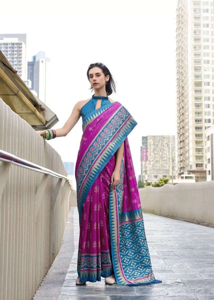 Classic Soft Silk Saree with Ethnic Printed & Jari Detailing