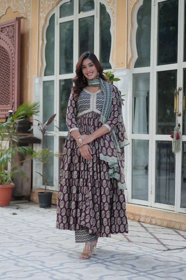 Comfortable Cotton Salwar Kameez with Beautiful Printed Dupatta
