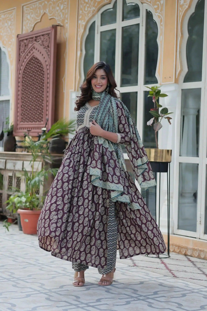Comfortable Cotton Salwar Kameez with Beautiful Printed Dupatta