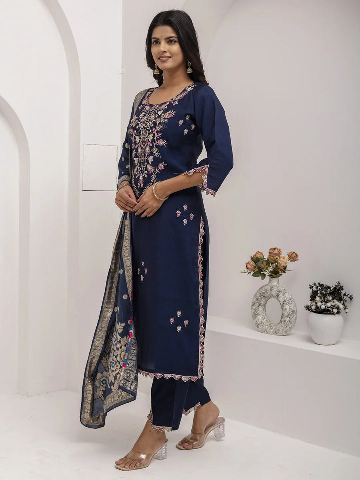 Stunning Designer Navy Salwar Kameez with Unique Embroidery