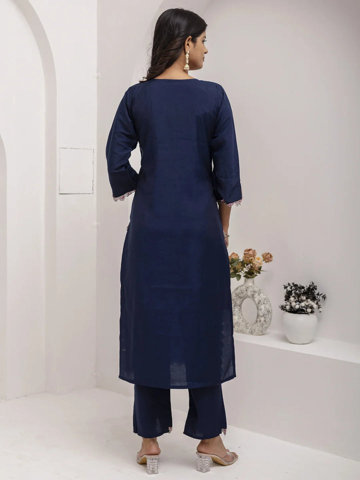 Stunning Designer Navy Salwar Kameez with Unique Embroidery