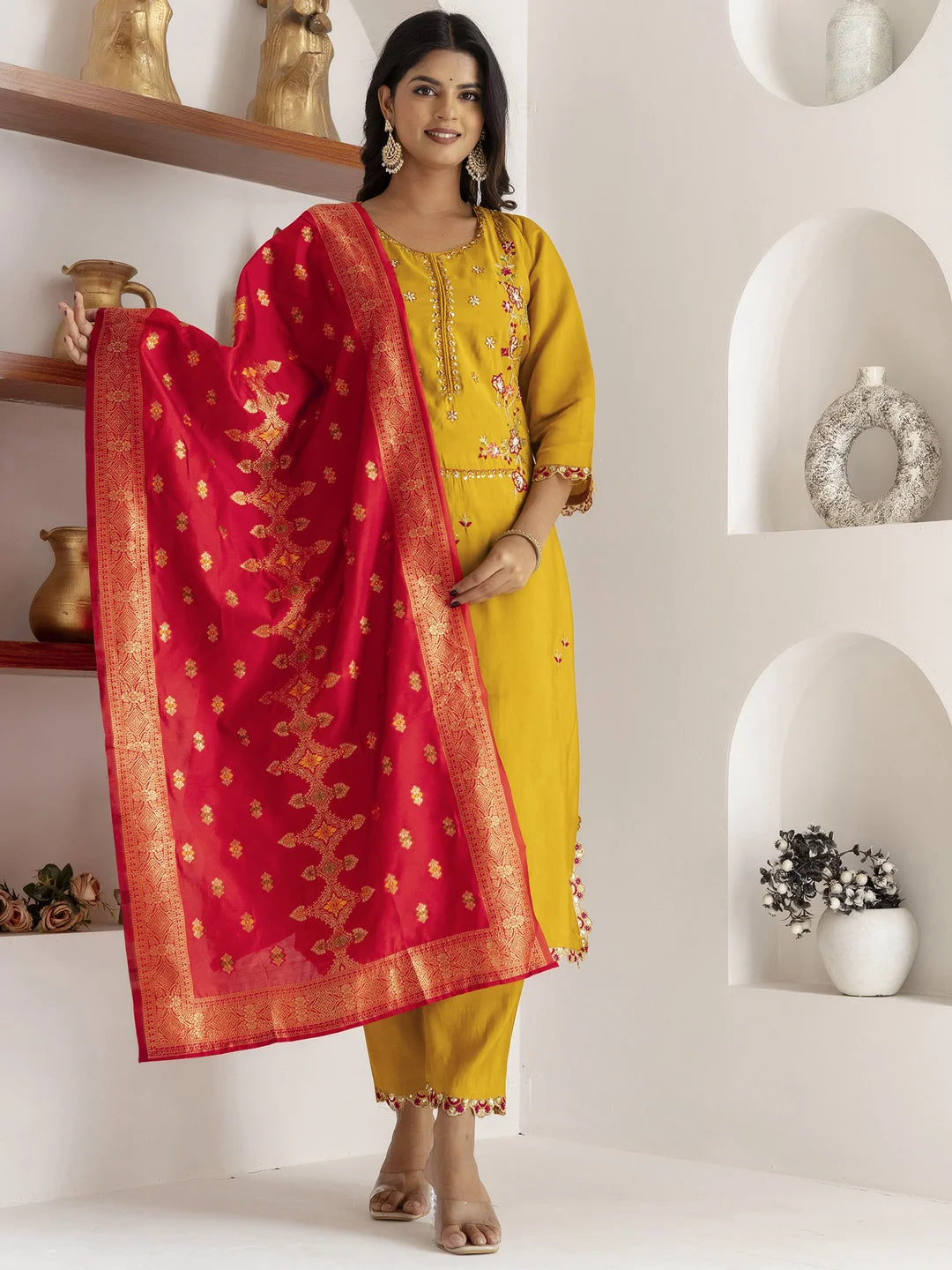 Designer Yellow Salwar Kameez with Exquisite Hand Work