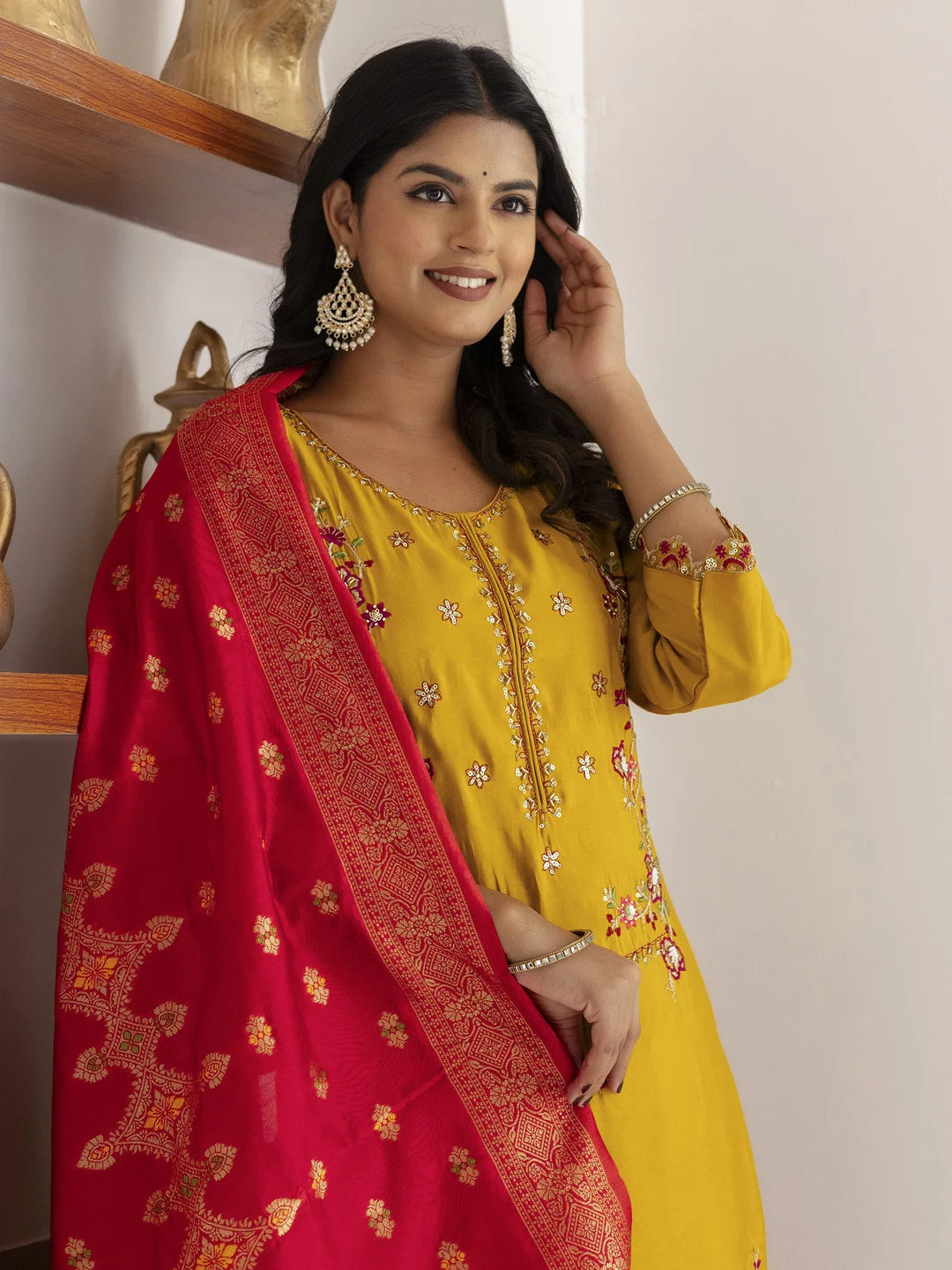 Designer Yellow Salwar Kameez with Exquisite Hand Work