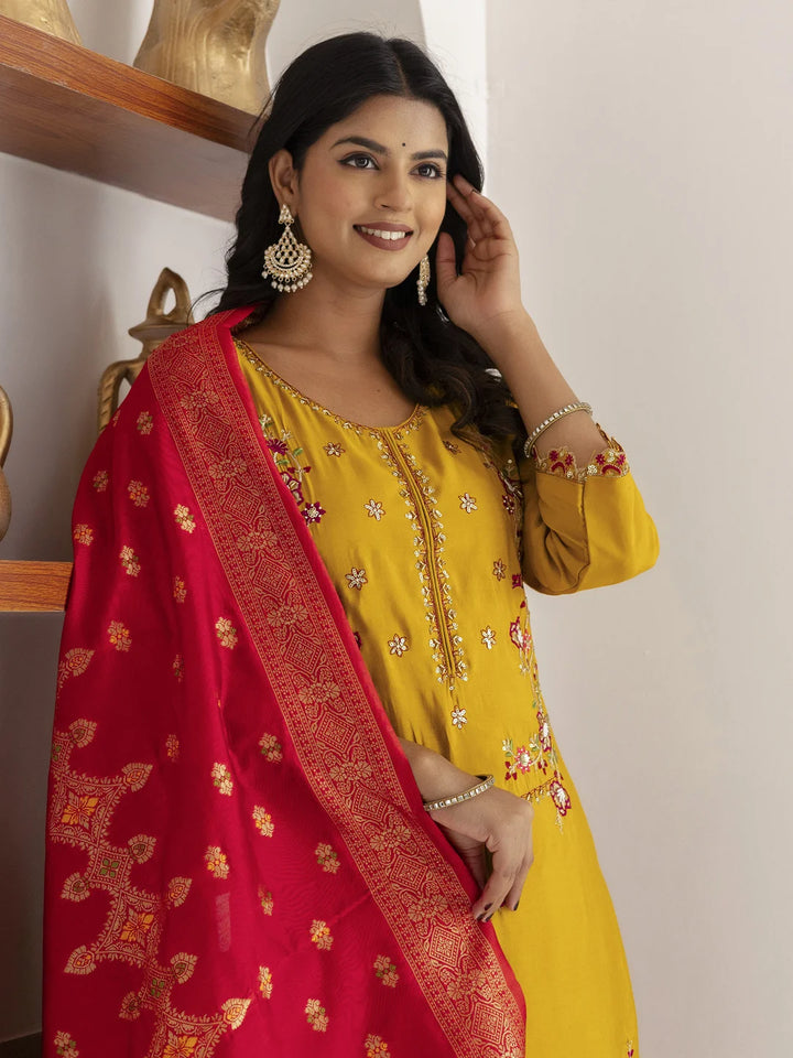 Designer Yellow Salwar Kameez with Exquisite Hand Work