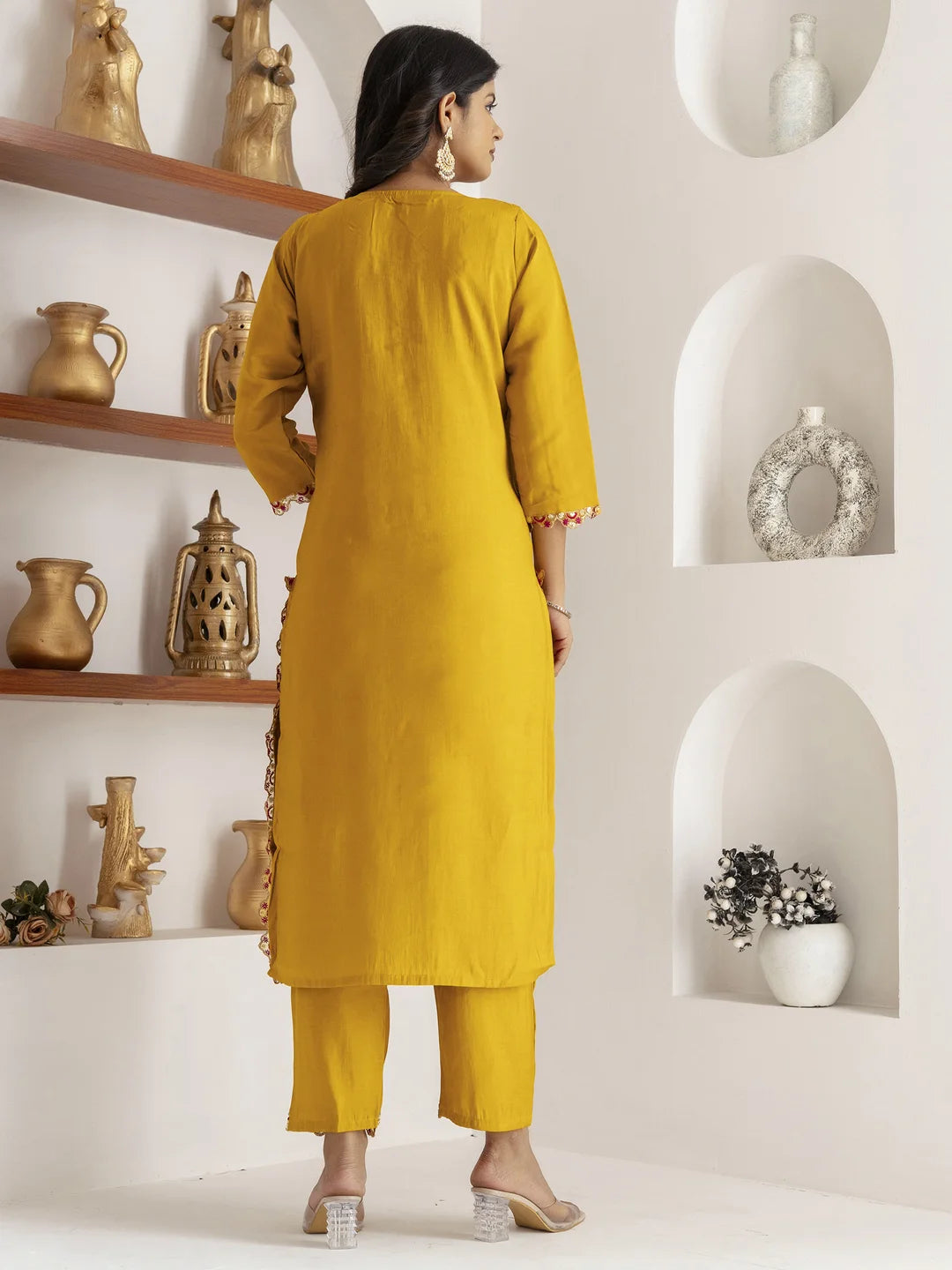 Designer Yellow Salwar Kameez with Exquisite Hand Work