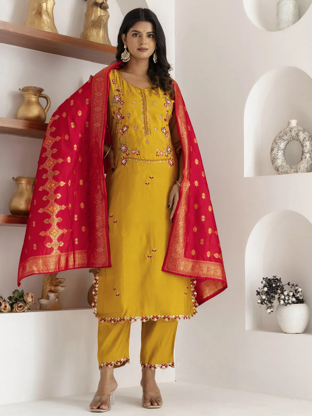 Designer Yellow Salwar Kameez with Exquisite Hand Work
