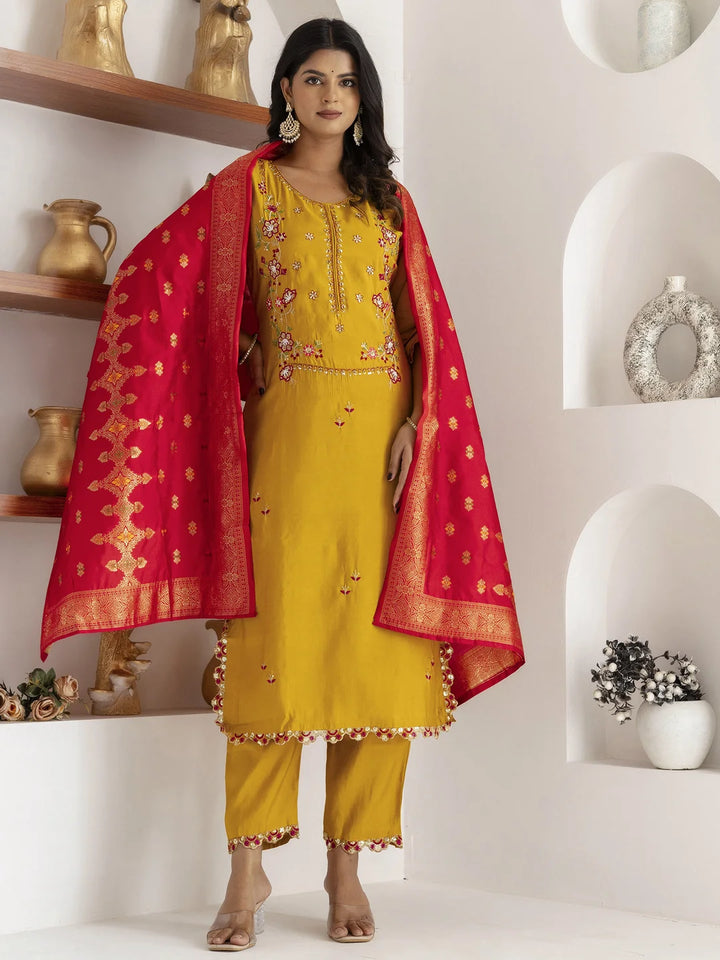 Designer Yellow Salwar Kameez with Exquisite Hand Work