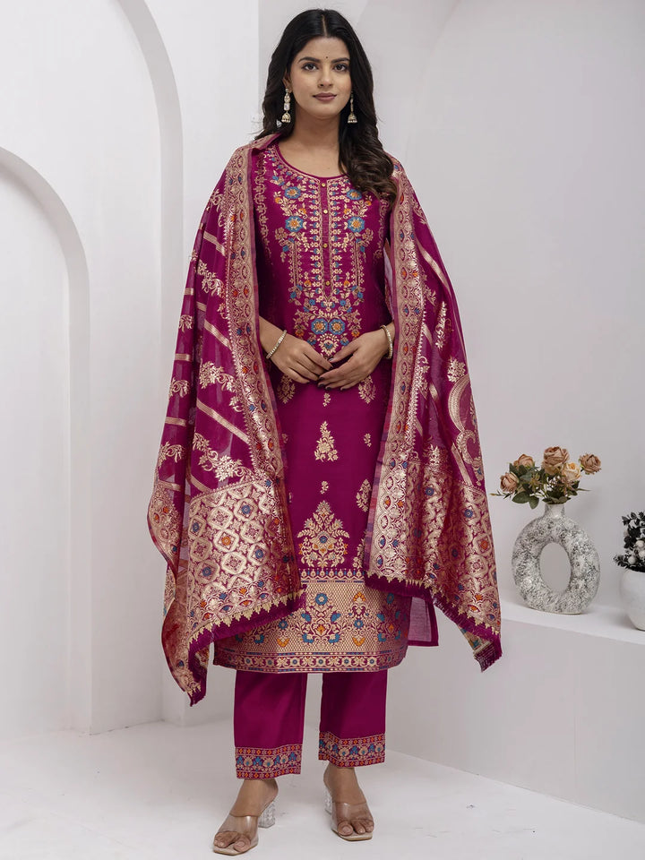 Exquisite Blush Pink Jacquard Silk Salwar Kameez for Weddings
