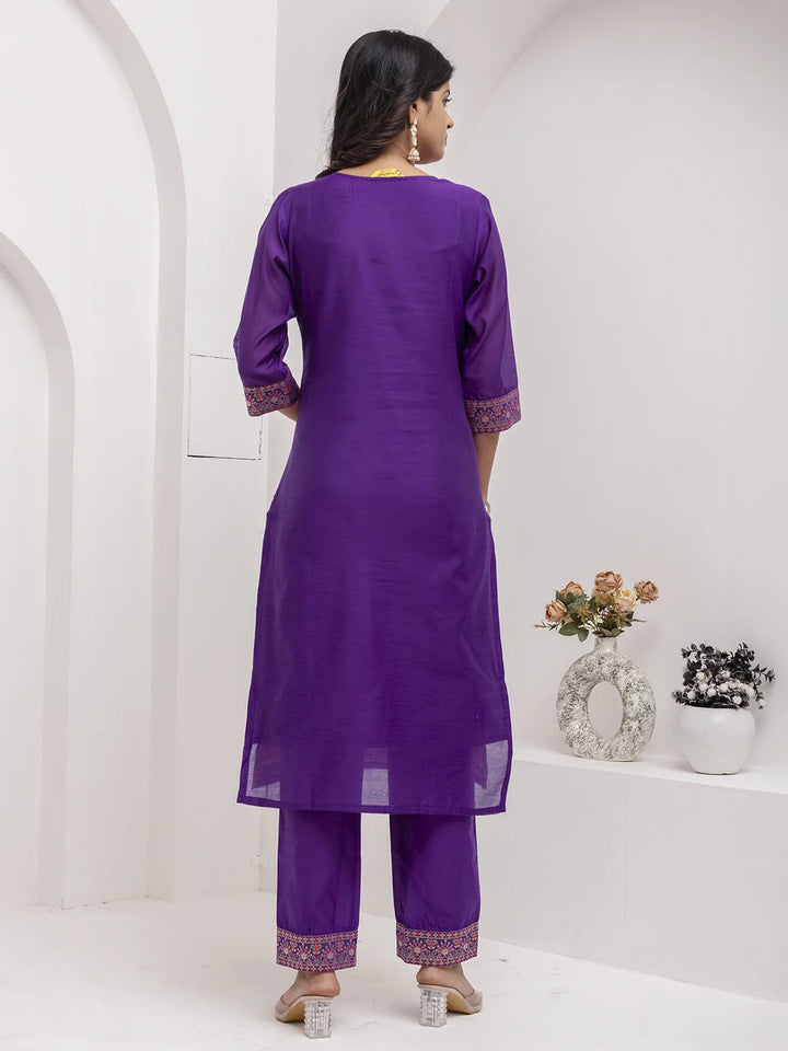 Timeless Violet Jacquard Silk Salwar Kameez with Intricate Work