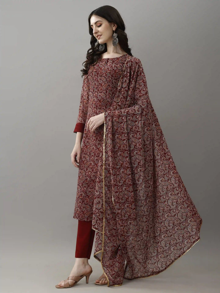 Classy Brown Ethnic Set with Printed Detailing