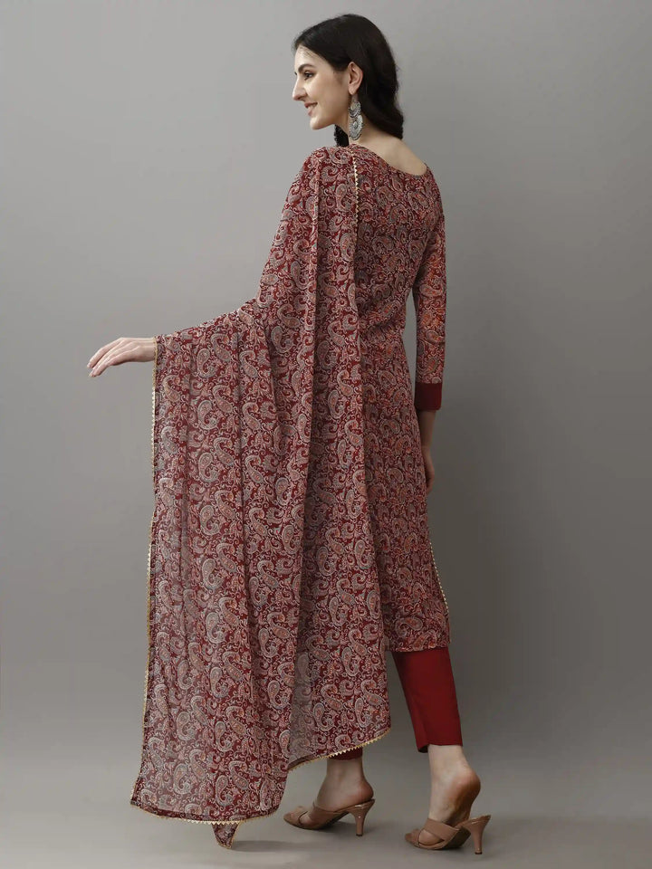 Classy Brown Ethnic Set with Printed Detailing