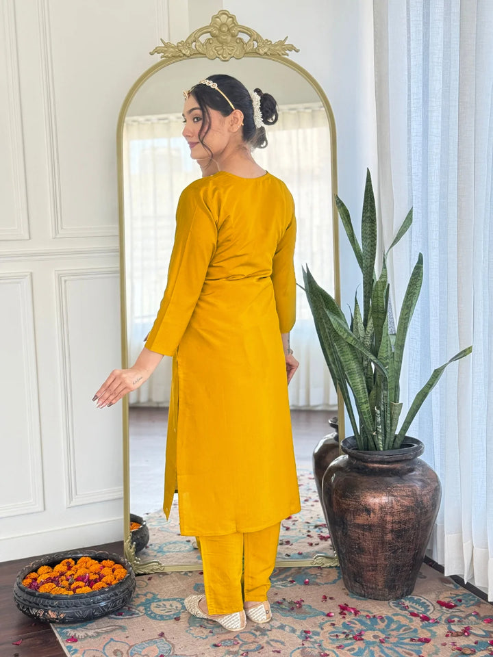 Chic Yellow Chanderi Salwar Kameez with Dupatta