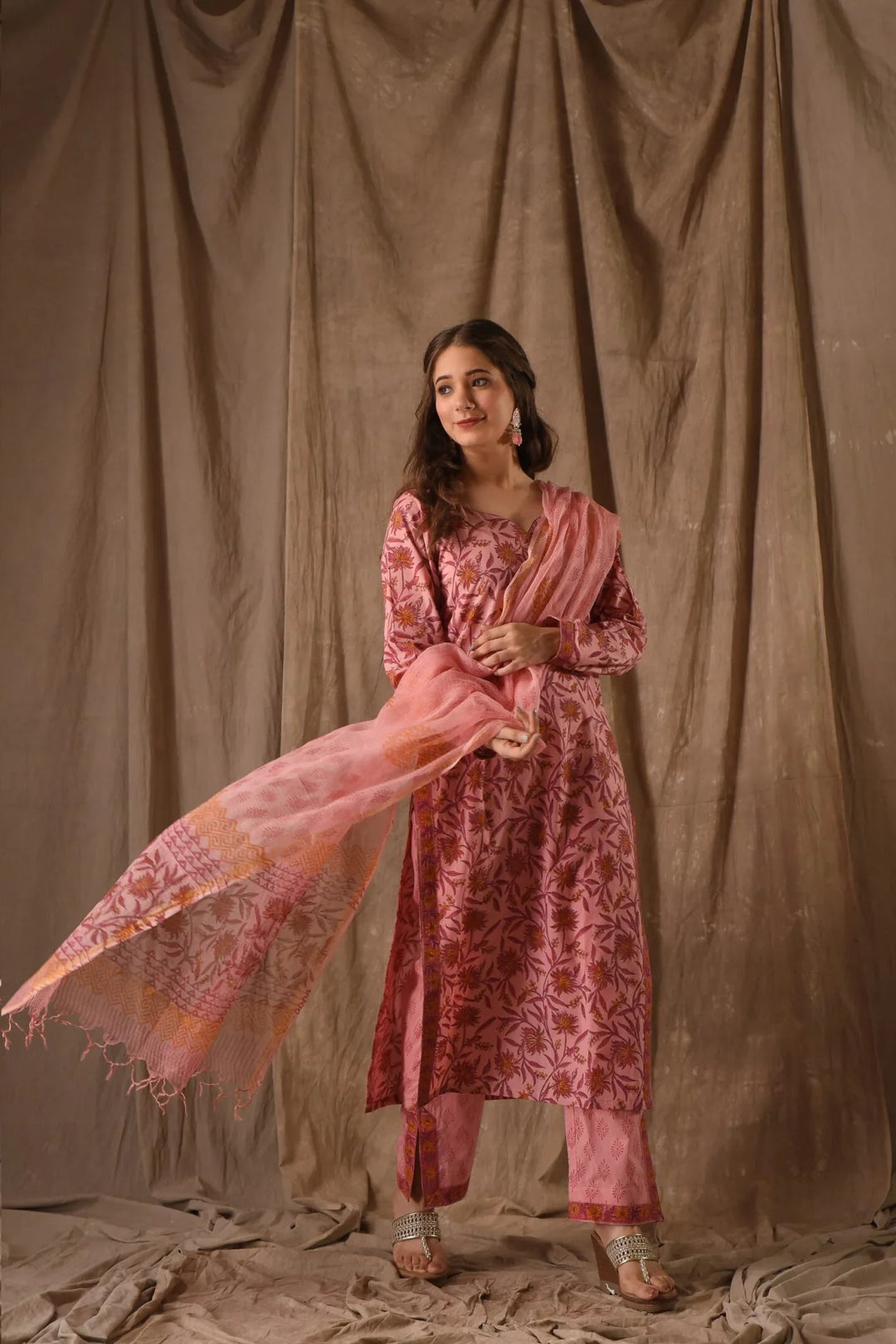 Alluring Dark Peach Suit with Designer Dupatta