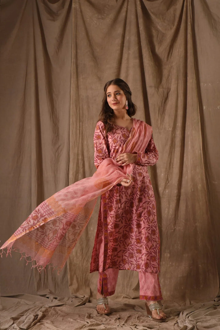 Alluring Dark Peach Suit with Designer Dupatta