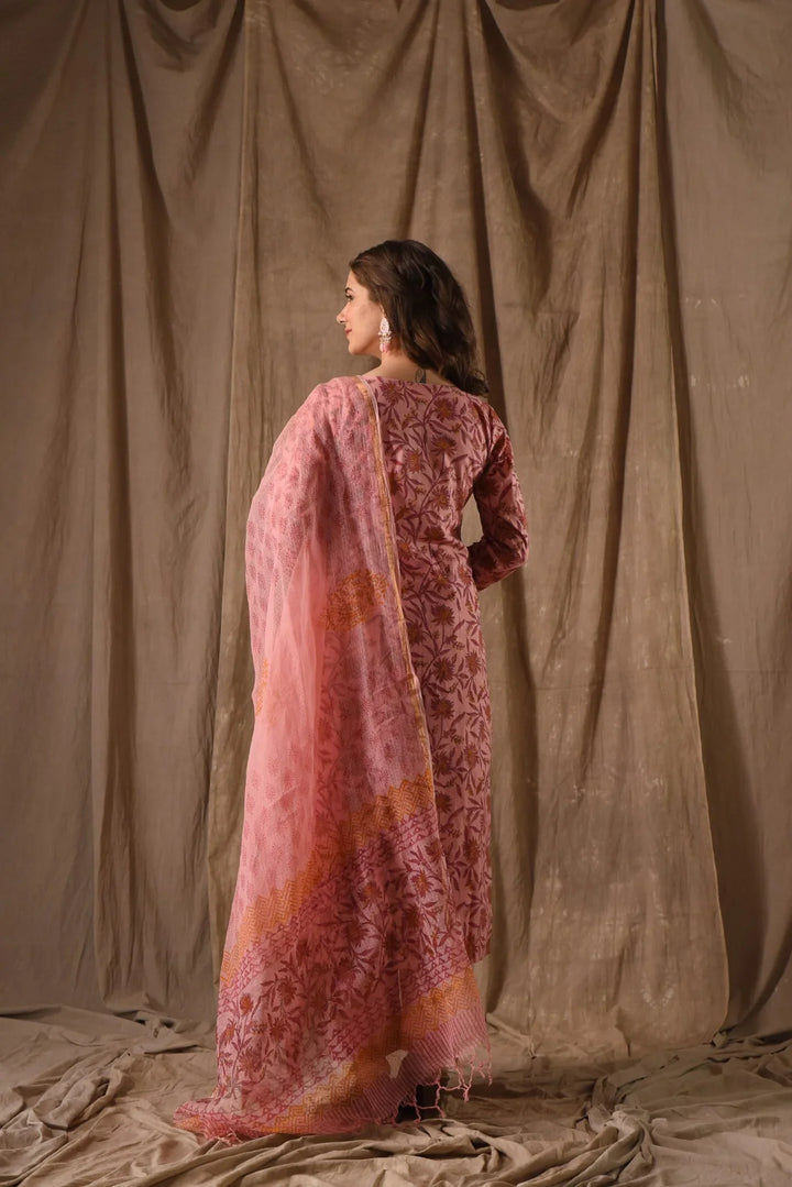 Alluring Dark Peach Suit with Designer Dupatta