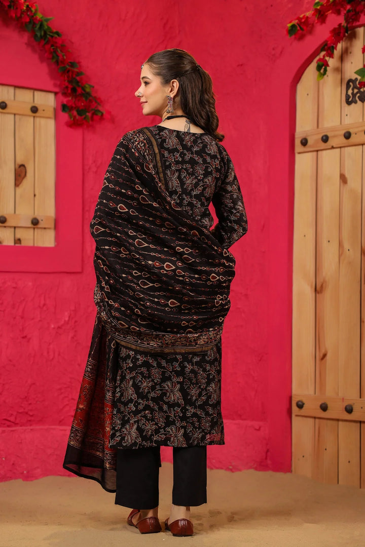 Premium Black Salwar Kameez Set – Featuring Kota Chex Dupatta