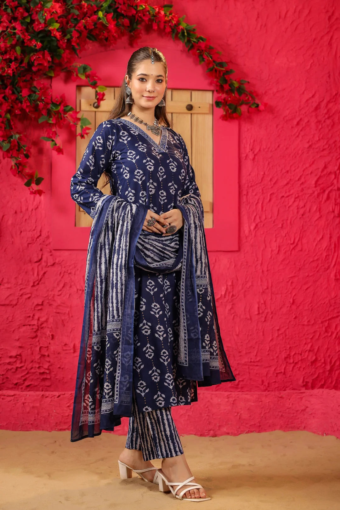Classy Blue Designer Salwar Kameez with Printed Dupatta