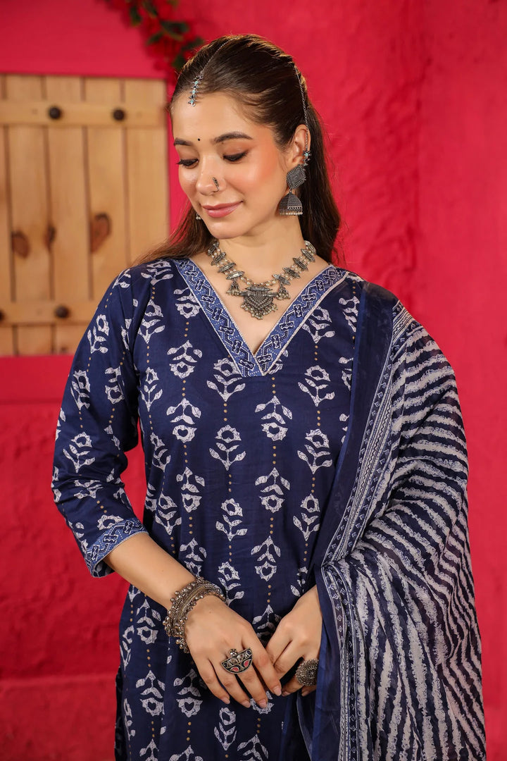 Classy Blue Designer Salwar Kameez with Printed Dupatta