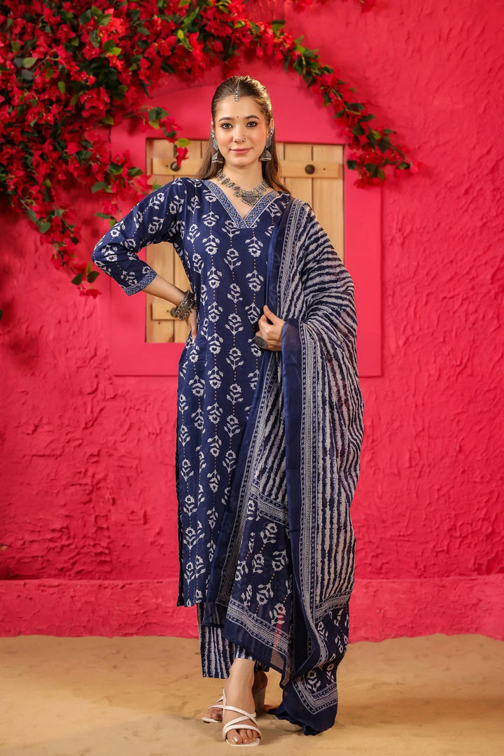 Classy Blue Designer Salwar Kameez with Printed Dupatta