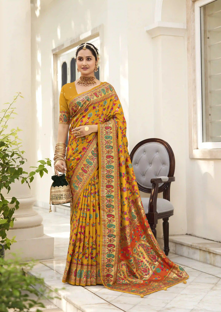 Luxurious Velvet Tussar Silk Saree with Floral Designer Blouse