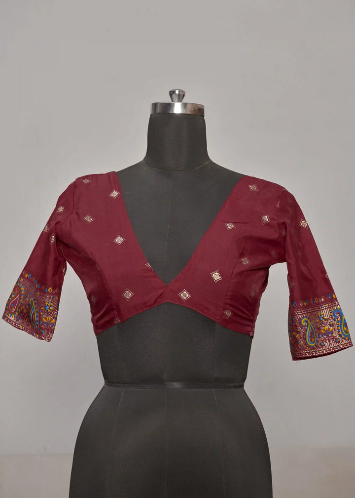 Luxurious Velvet Tussar Silk Saree with Floral Designer Blouse