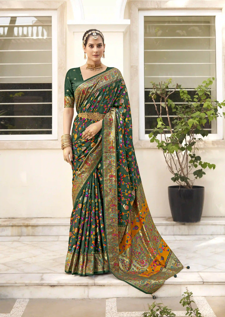Luxurious Velvet Tussar Silk Saree with Floral Designer Blouse