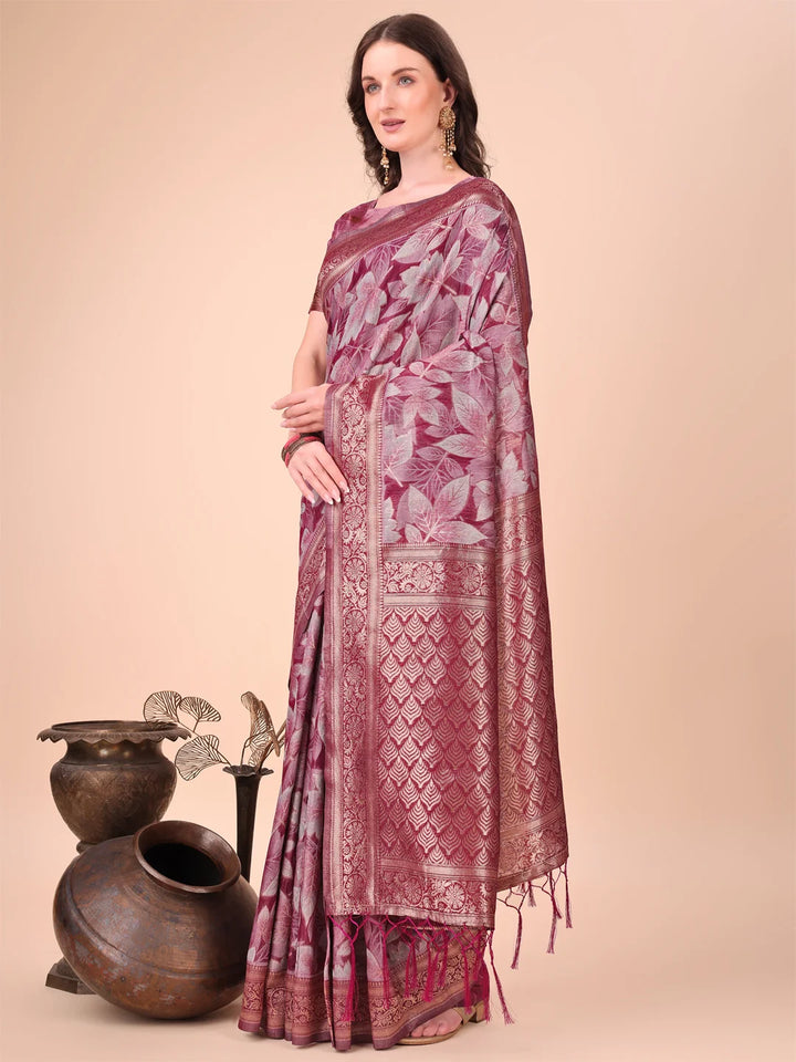 All-Season Cotton Saree with Wevon Jacquard Design