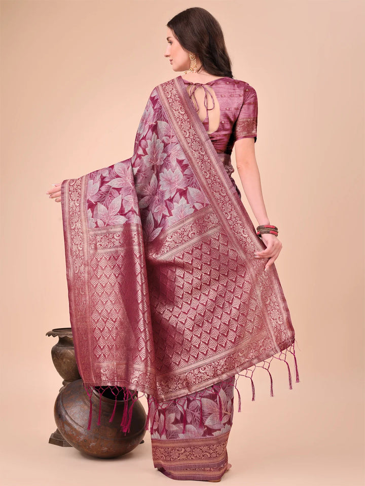 All-Season Cotton Saree with Wevon Jacquard Design
