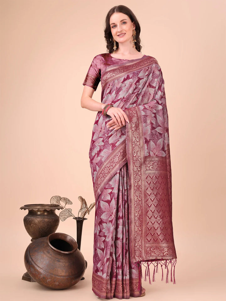 All-Season Cotton Saree with Wevon Jacquard Design