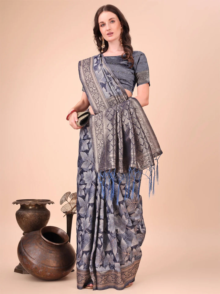 All-Season Cotton Saree with Wevon Jacquard Design