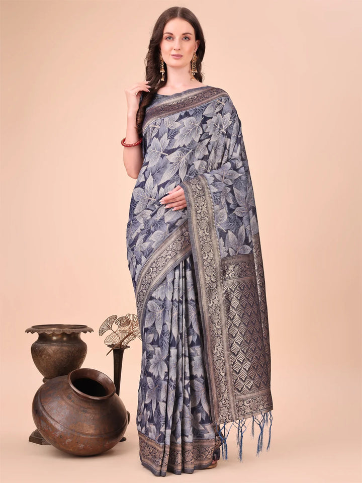 All-Season Cotton Saree with Wevon Jacquard Design