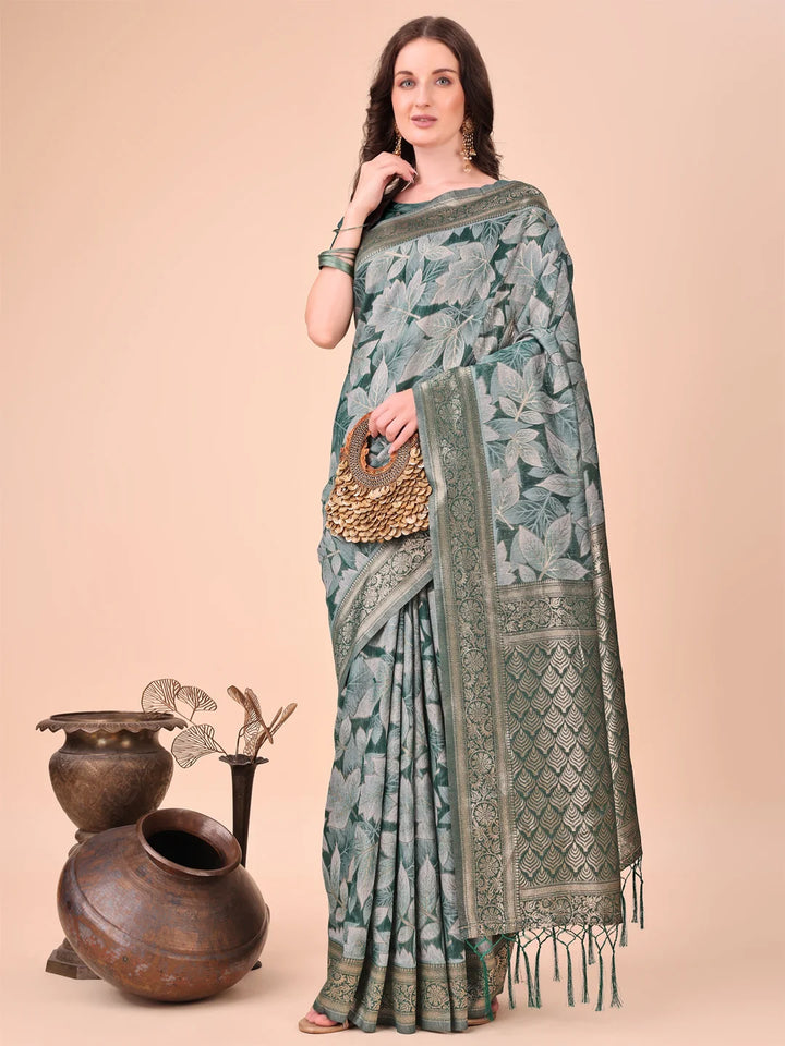 All-Season Cotton Saree with Wevon Jacquard Design