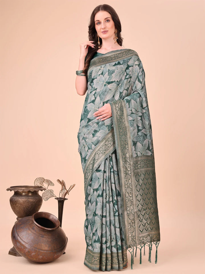 All-Season Cotton Saree with Wevon Jacquard Design
