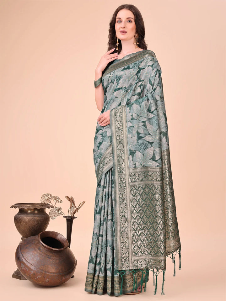 All-Season Cotton Saree with Wevon Jacquard Design