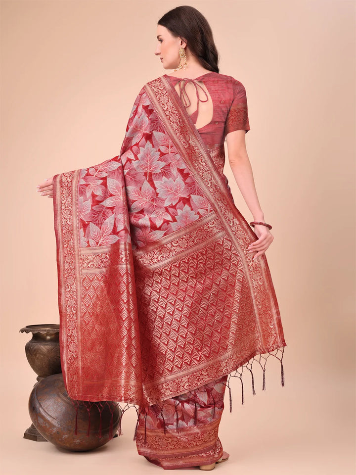 All-Season Cotton Saree with Wevon Jacquard Design
