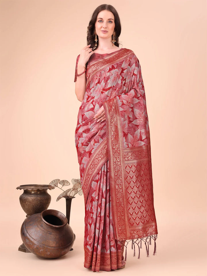 All-Season Cotton Saree with Wevon Jacquard Design