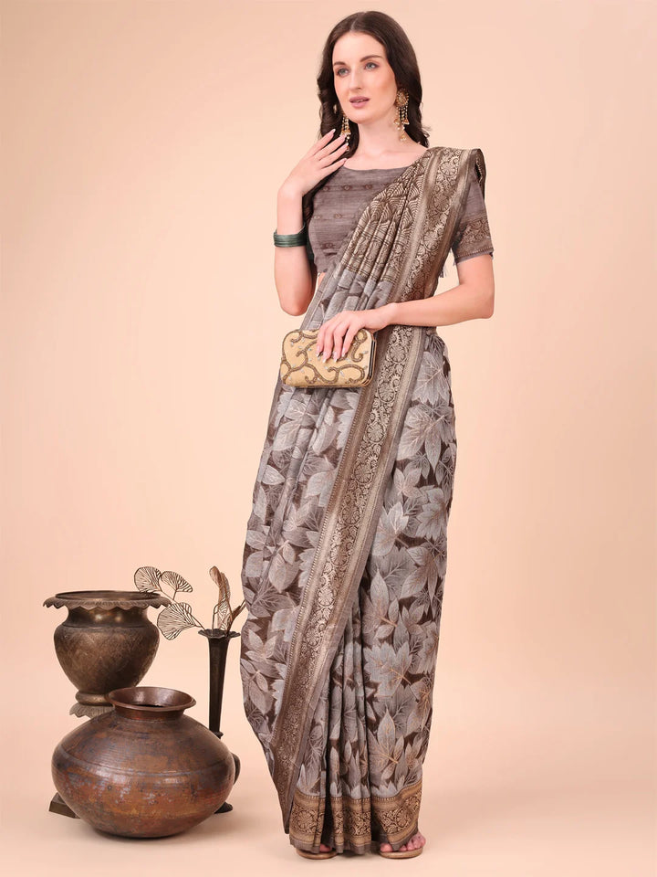 All-Season Cotton Saree with Wevon Jacquard Design