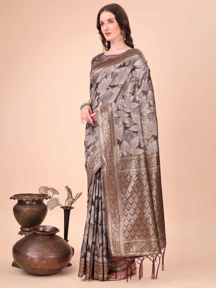 All-Season Cotton Saree with Wevon Jacquard Design