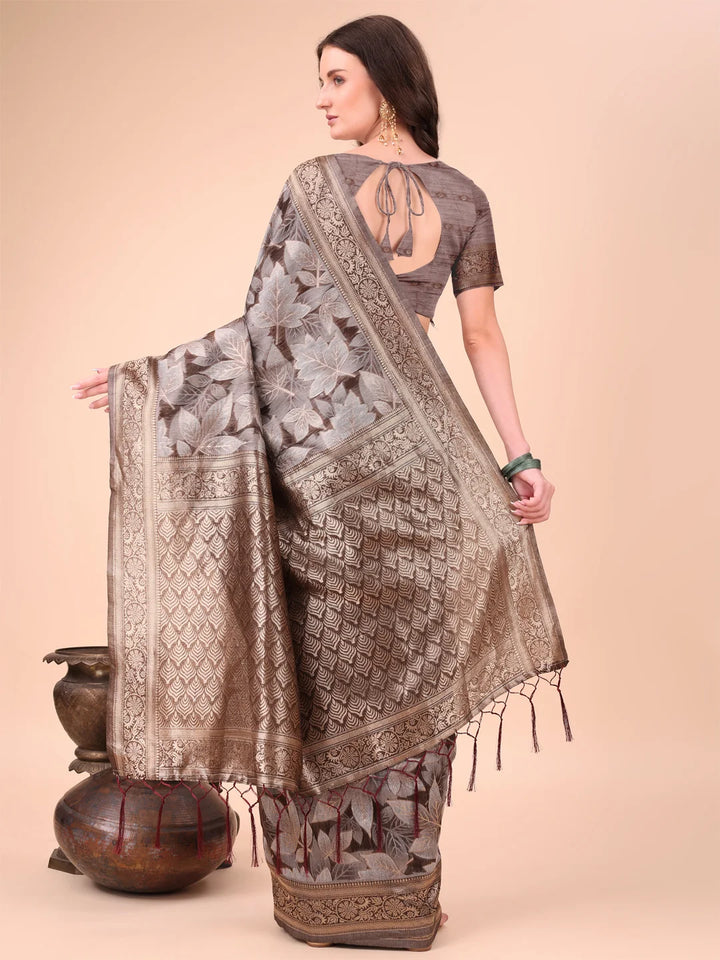 All-Season Cotton Saree with Wevon Jacquard Design