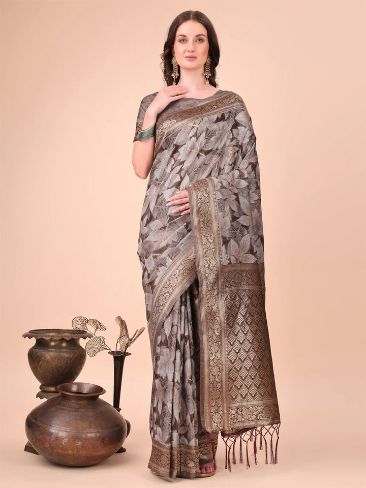 All-Season Cotton Saree with Wevon Jacquard Design